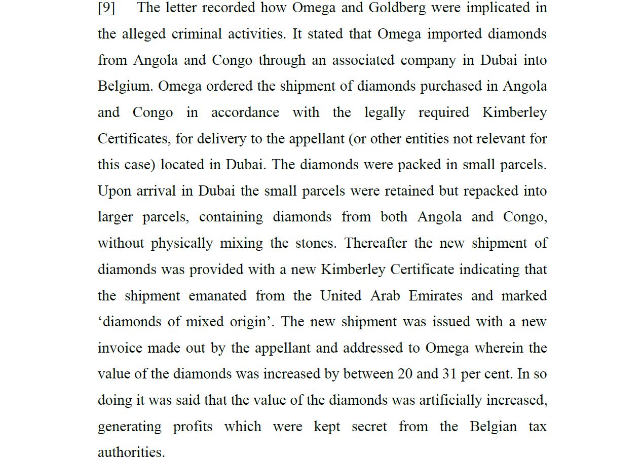 Revealed Omega Diamond s Fraudulent Settlement with Belgian Revealed Omega Diamond s Fraudulent Settlement with Belgian
